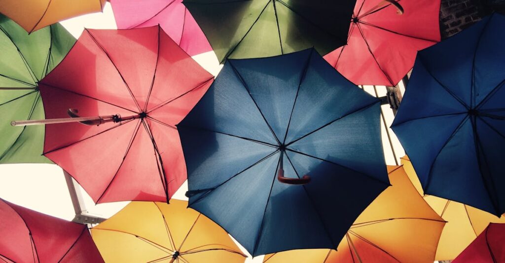 pexels-photo-268941-268941 Vibrant umbrellas create a colorful canopy in Greater London, offering protection from sun and rain.